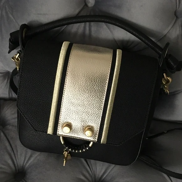 Foley + Corinna NWOT!!!! REESE SATCHEL/ CROSSBODY IN BLACK STRIPE - Picture 5 of 10